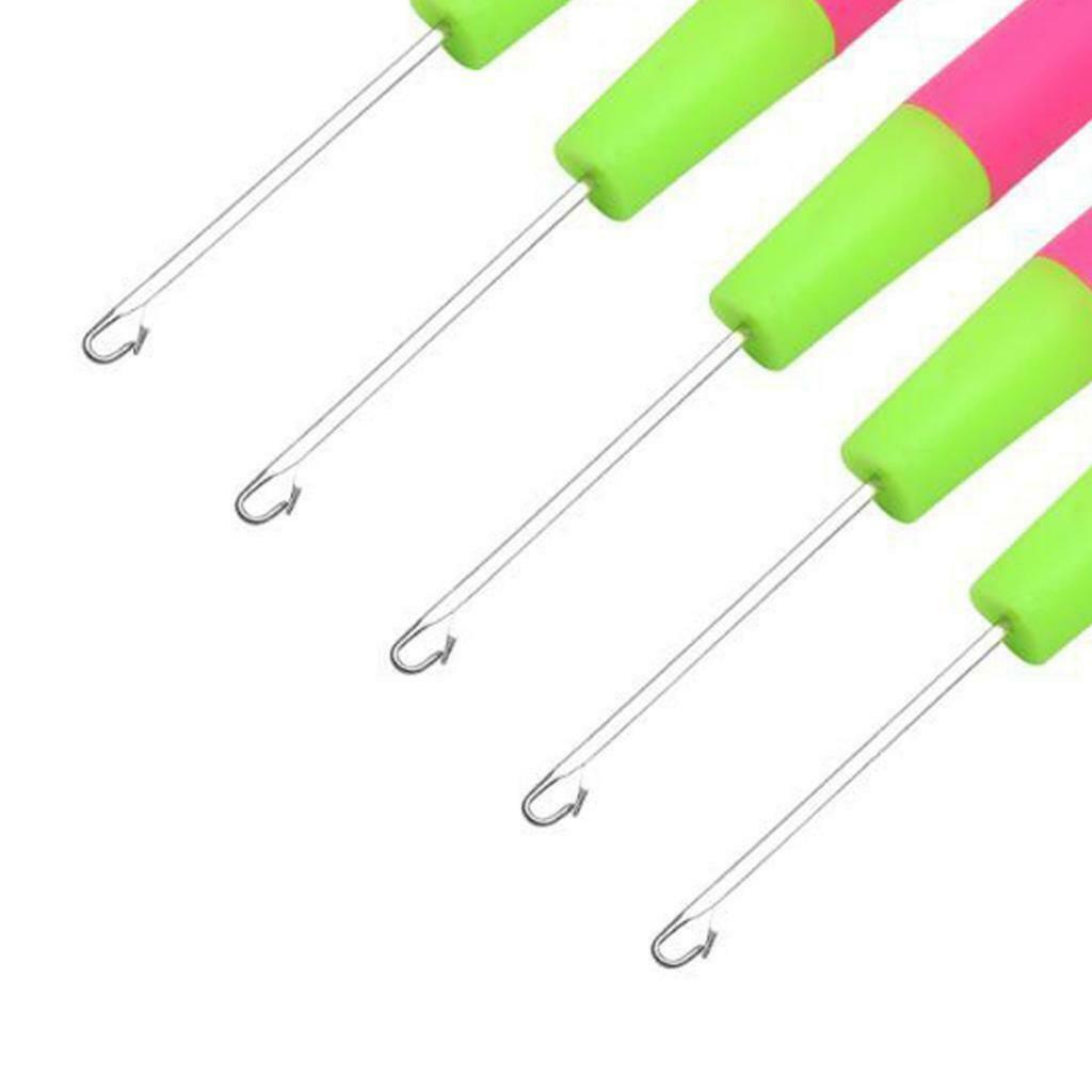 5 Packs 6in Latch Hook Crochet Needle for Braids Hair Extension Weave Pink