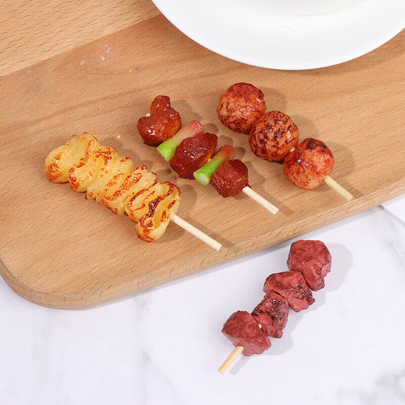4pcs/set Simulation Mini BBQ Skewer Pretend Play Roast Beef Skewer Kitchen T Rf