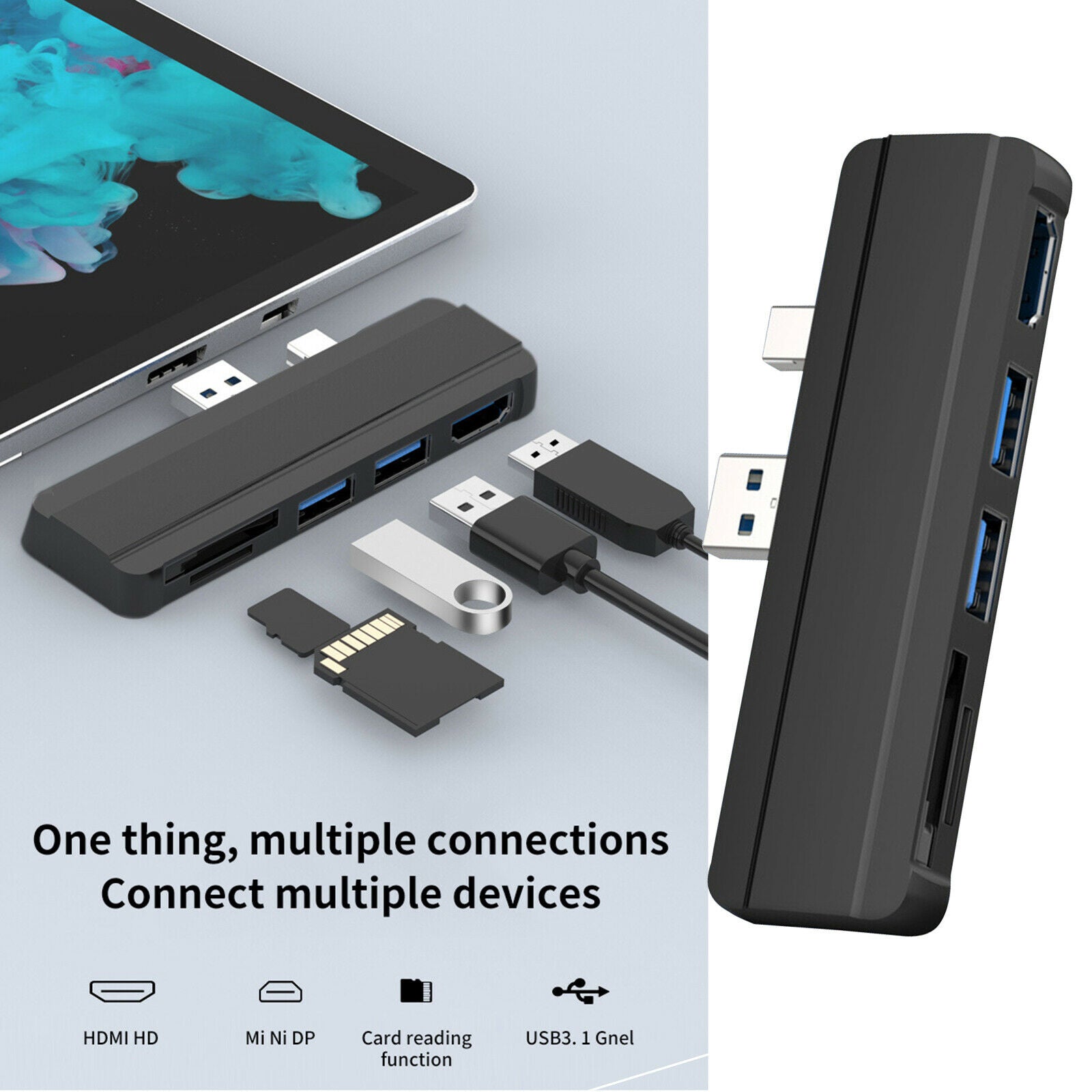 USB Hub Dock USB 3.0 Adapter Docking Station for Surface Pro 4 5 Converter