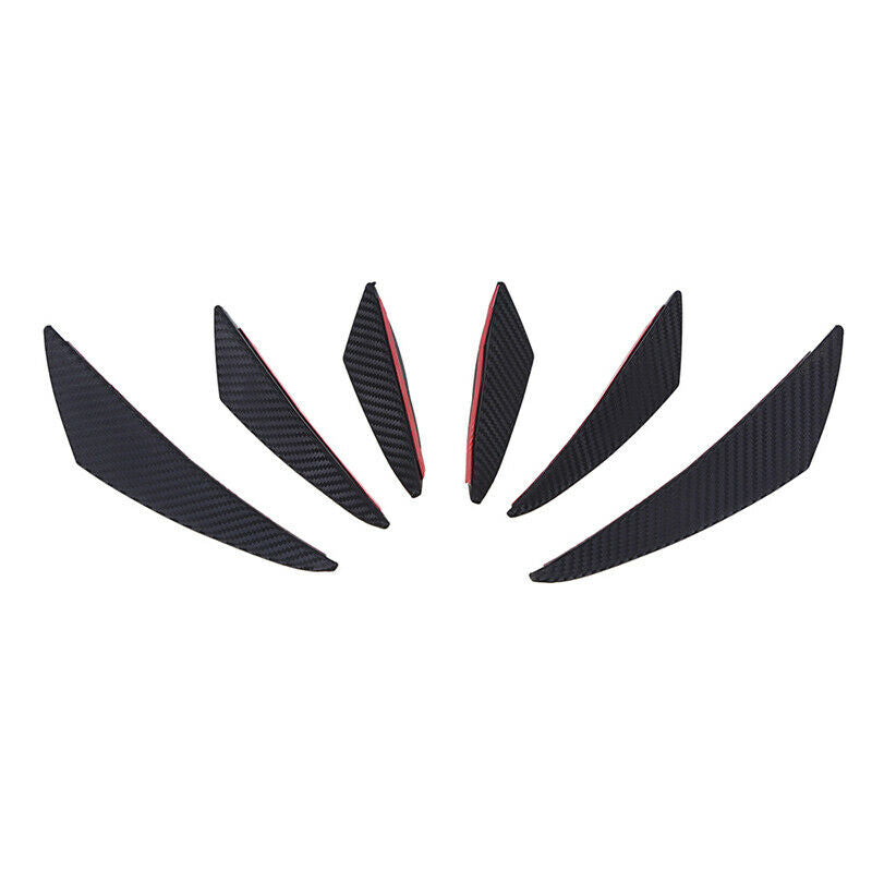 6X Universal Carbon Fiber Car Front Bumper Fins Diffuser Canards Splitter Lips