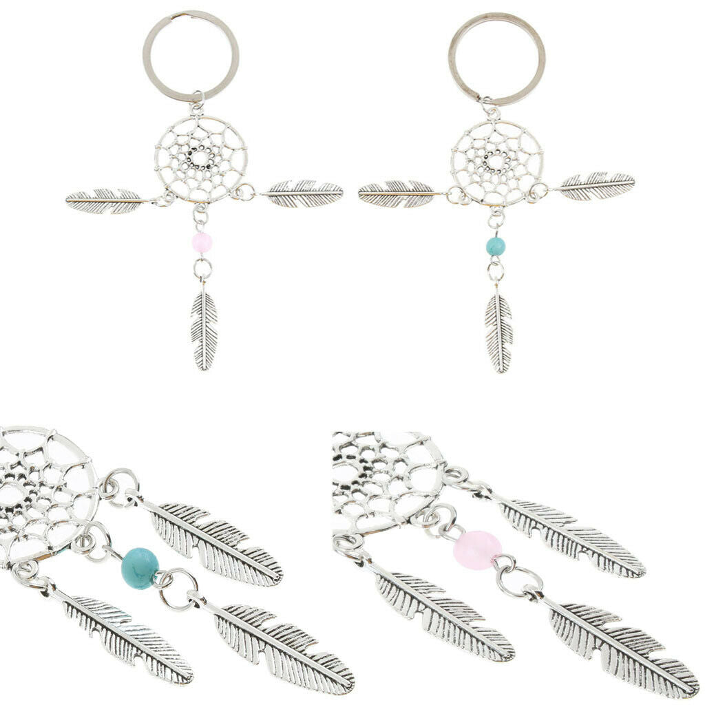 Set of 2 Handmade Dreamcatcher Key Ring Chain Charm for Phone Ornaments