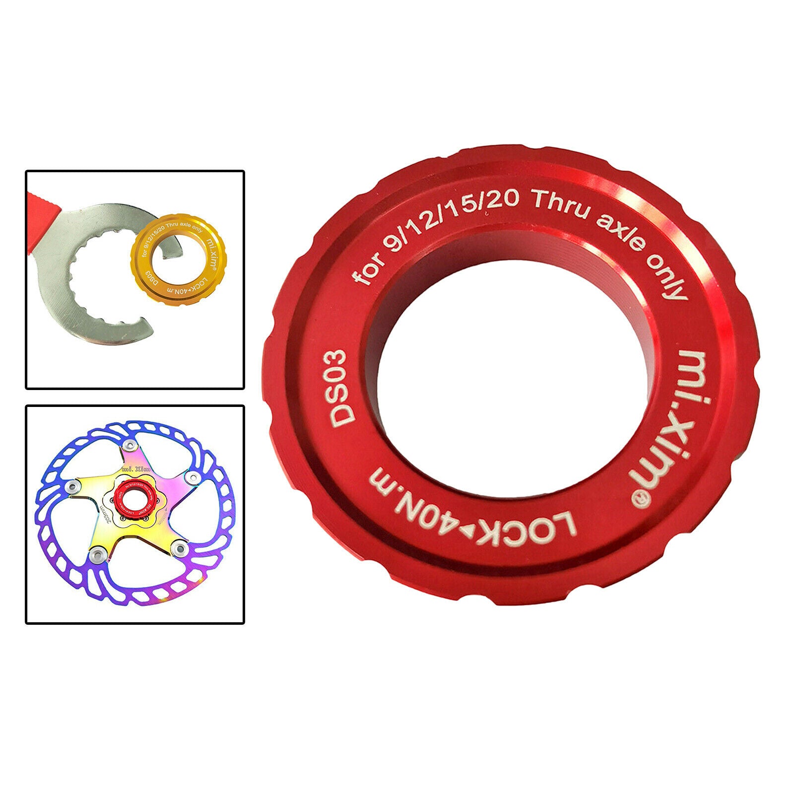 Bike Disc Brake Centerlock Disc to 6-Bolt Lockring Alloy Red