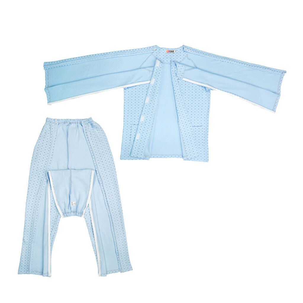 Cotton Detachable Patient Pajamas Home Care  Nursing Clothes L