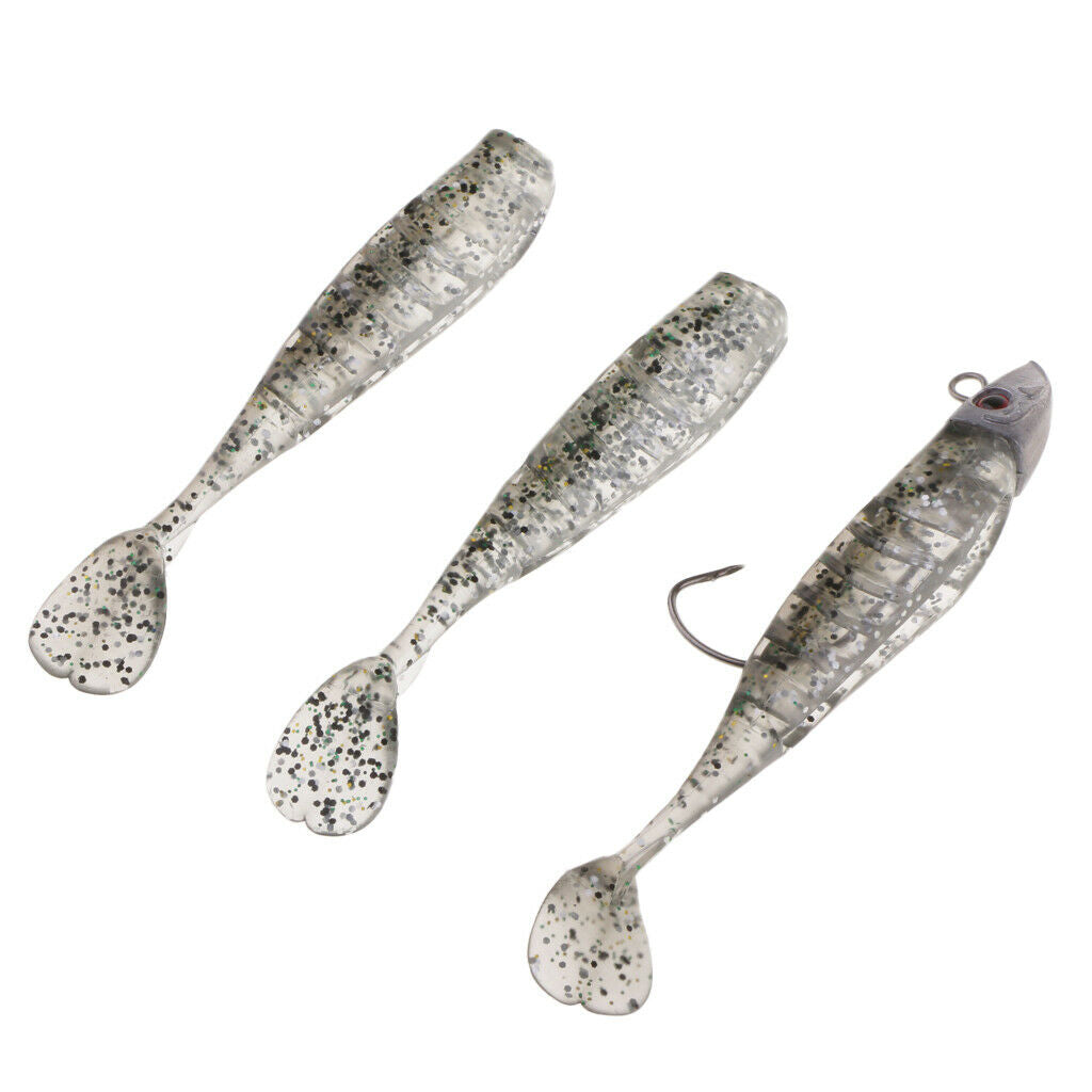 Ultra Shad Jig Head Paddle Tail Swimbait Soft Fishing Lure Bait Black