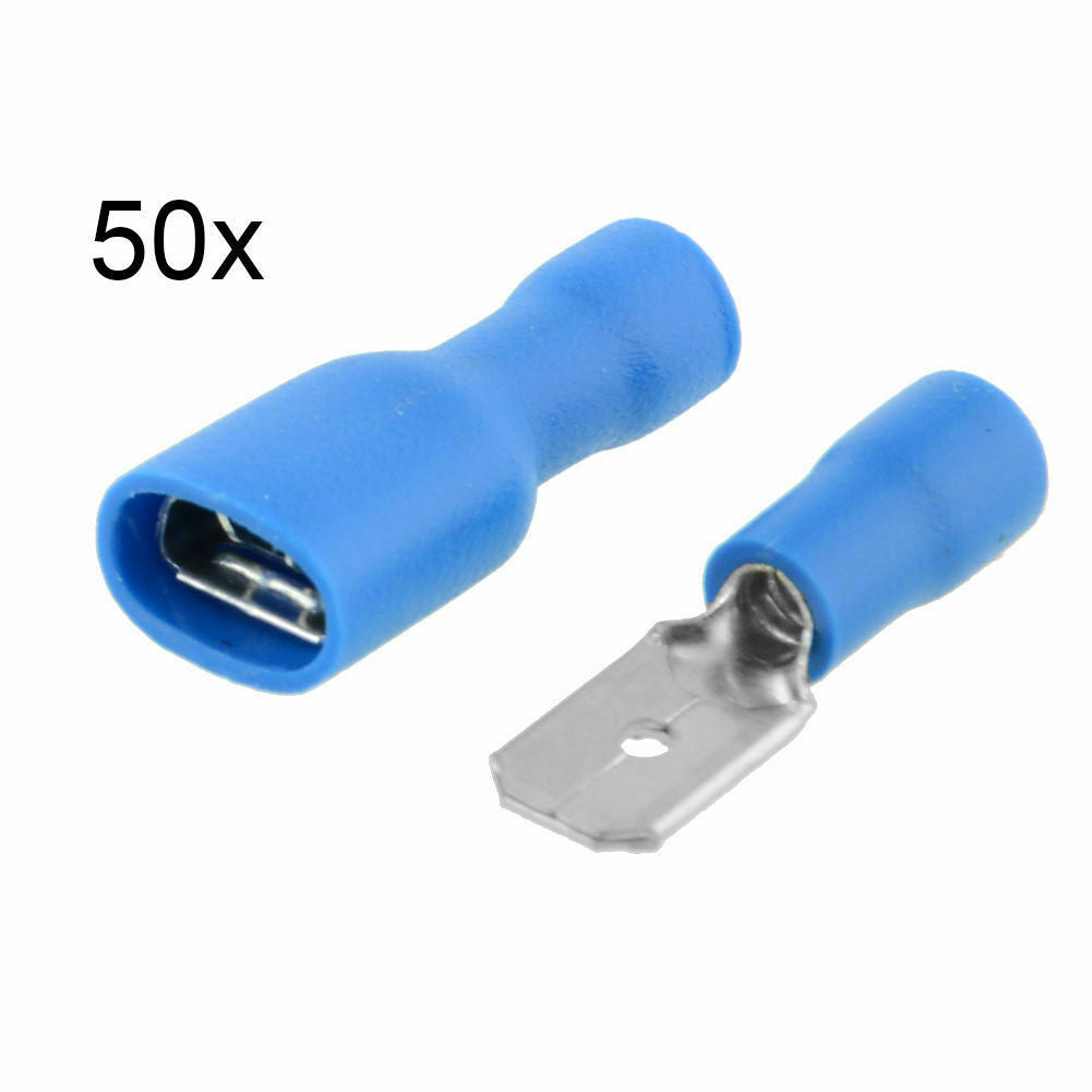 100x Blue Insulated Spade Electrical Wire Cable Connector Terminal Male/Female