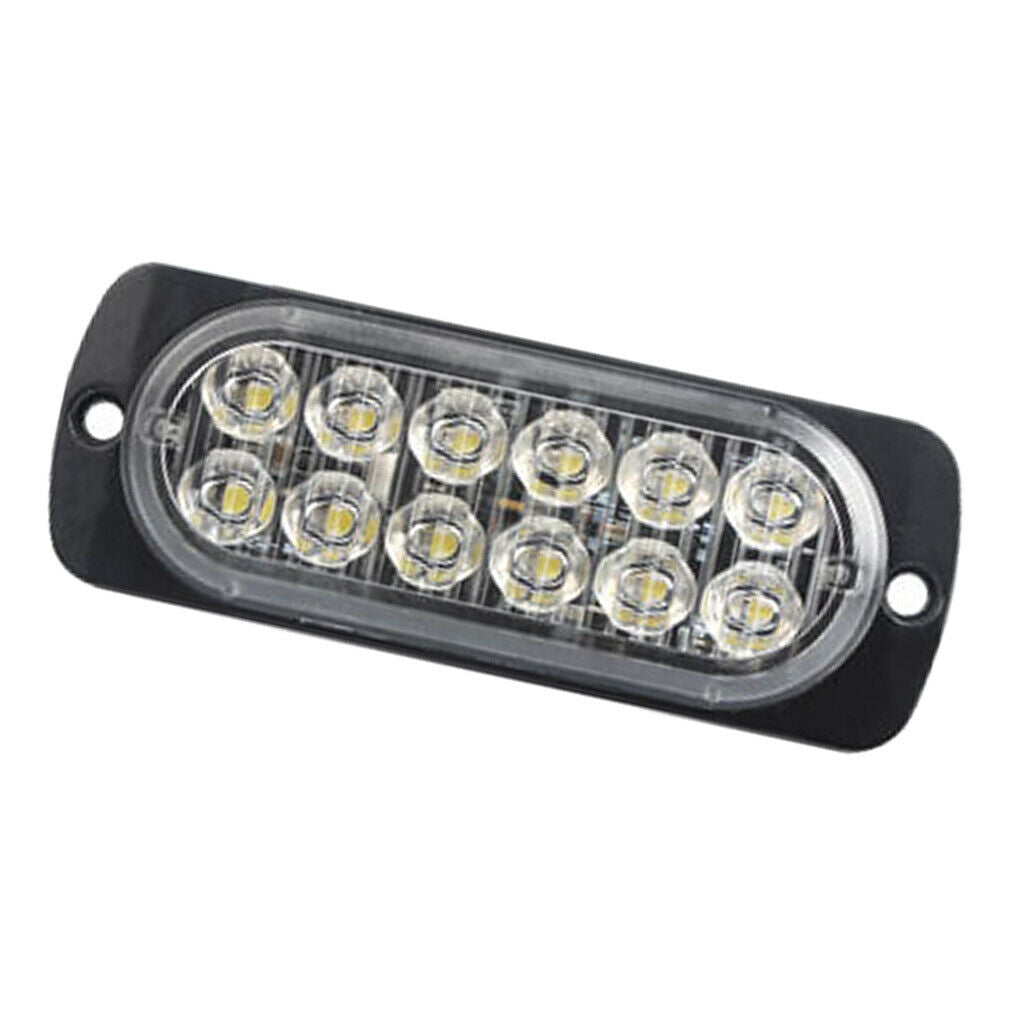 12-24V 36W Car SUV Hazard 12 LED Amber Strobe Flash Light Bar w/ Screws IPX4
