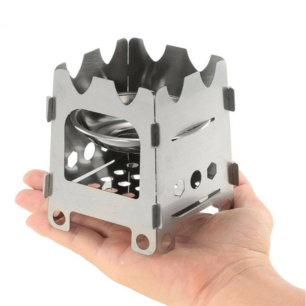 Mini Portable Camping Stove Stainless Steel Folding Wood