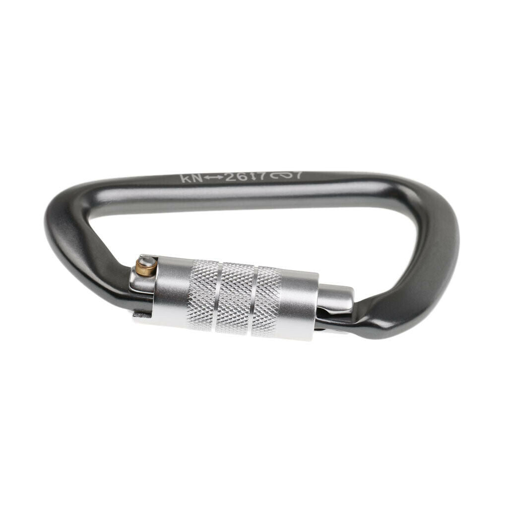 26KN Auto Lock D Shape Carabiner Outdoor Rock Climbing Caving Gear Equipment