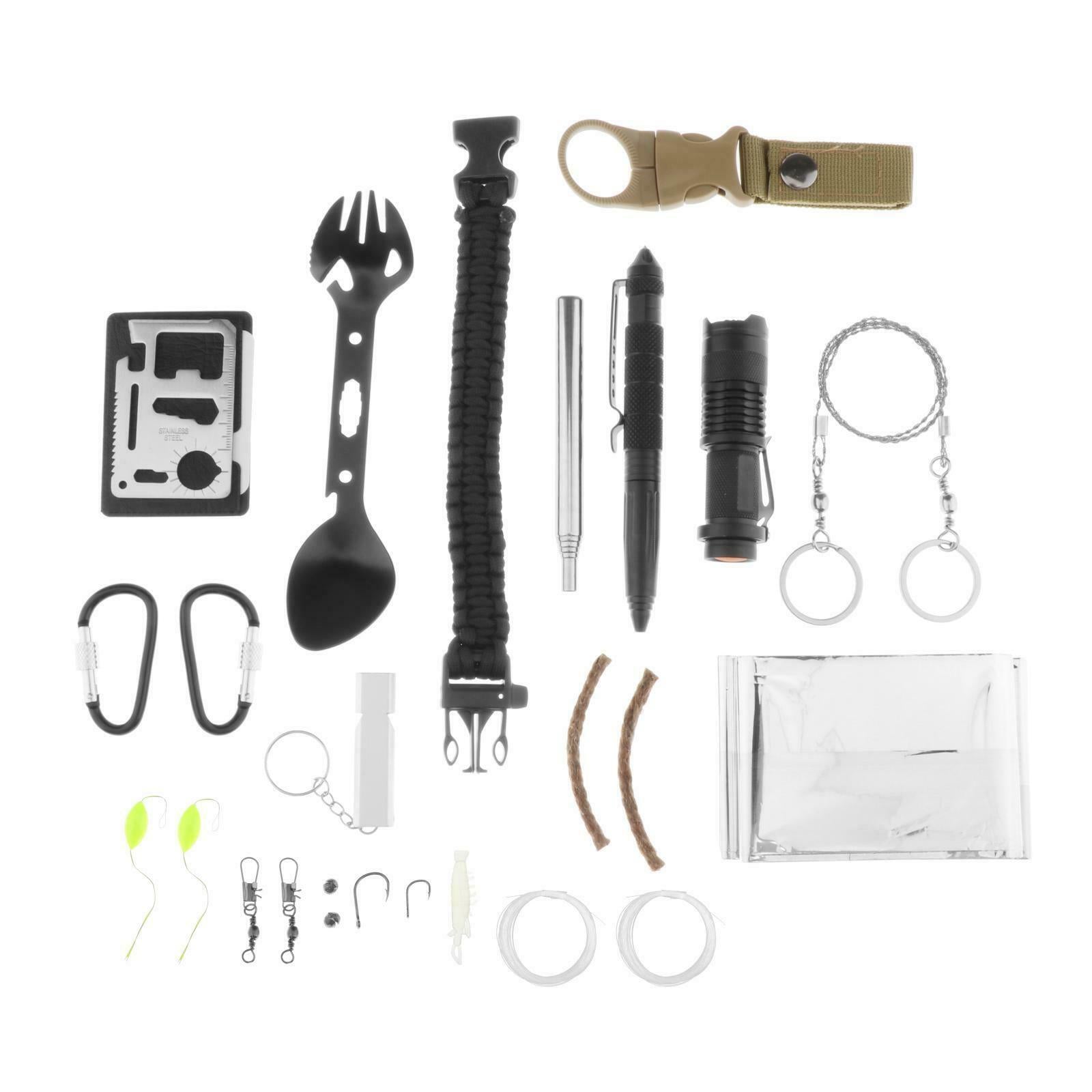 Outdoor Survival Kits Camping Emergency Tools Wire Saw Clips Equipment