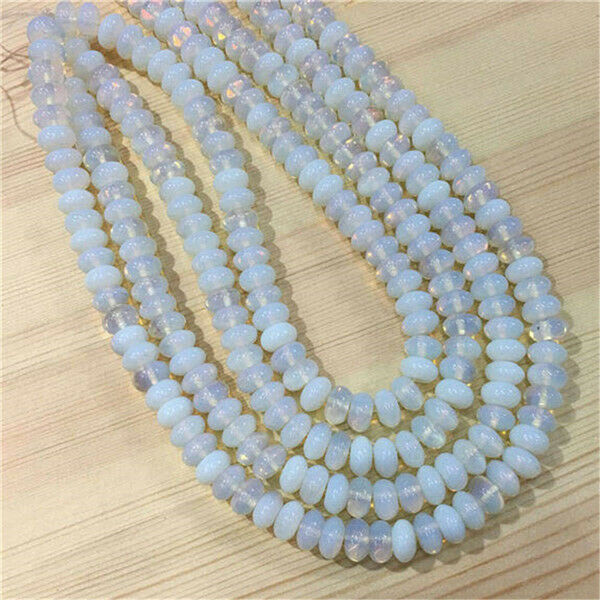 1 Strand/67Pcs 10x6mm White Opal Rondelle Abacus Spacer Loose Beads 15.5" HH362