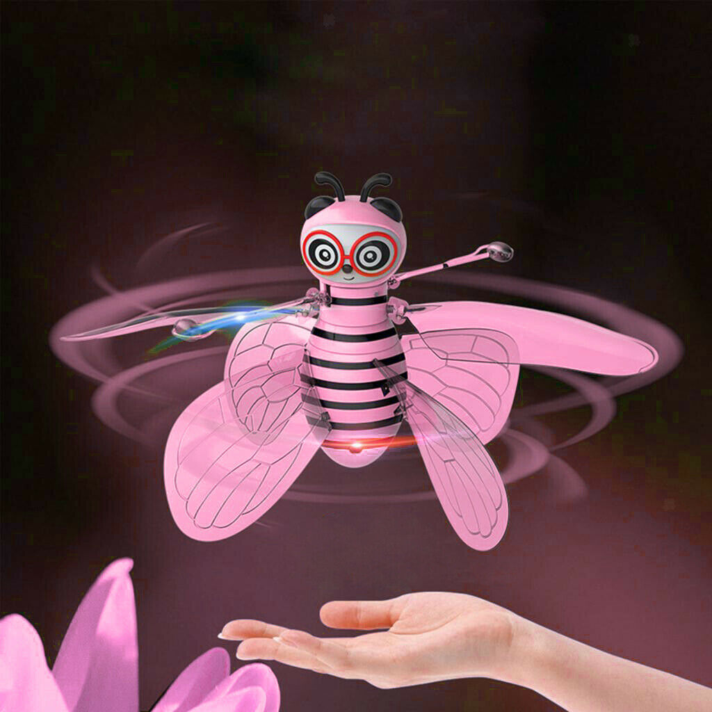 Pink Flying Mini Bee Remote Control Toys Electronic Infrared Induction Aircraft
