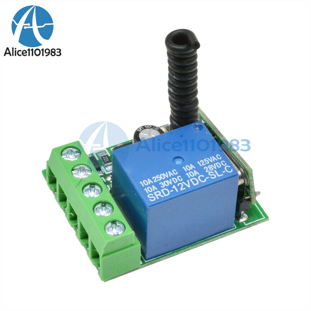 2PCS 433MHZ DC12V 10A 1CH Wireless Relay RF Remote Control Switch Receiver Kit