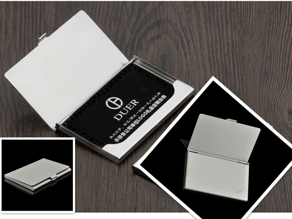 Useful Business Name ID Credit Card Holder Organizer Stainless Steel Case Box