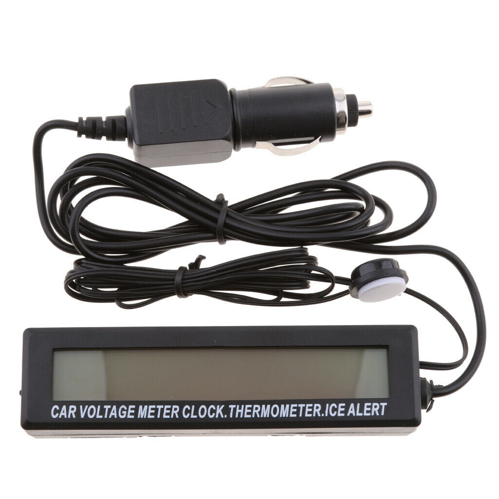 DC 12V Digital Thermometer, Voltage Temperature Display, Voltmeter And