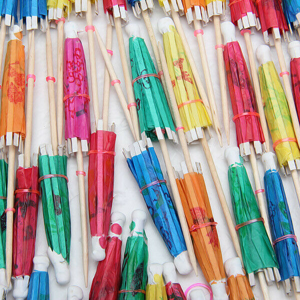 194Pcs Cocktail Fruit Drink Cake Umbrella/Peacock Picks Sticks Party Club Decor