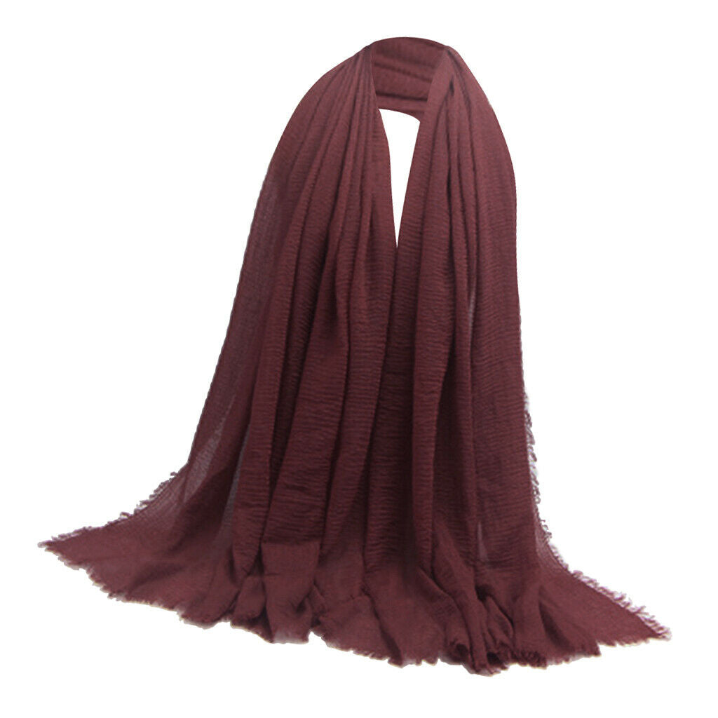7 Pcs Stylish Long Scarf Solid Hijab Jewish Turban Head Scarf Neck Wrap