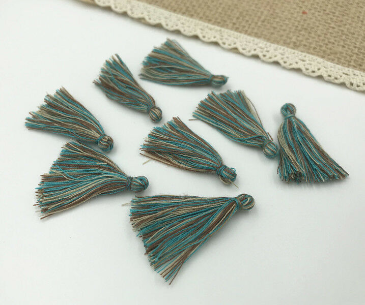100pcs Blue Muti color Small Cotton Thread Tassel Charm Pendant Tassels 30mm