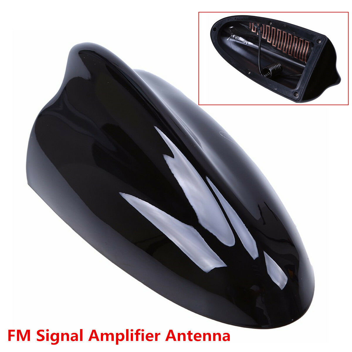 Black Shark Fin Universal Car Roof Radio AM/FM Signal Amplifier Aerial Antenna