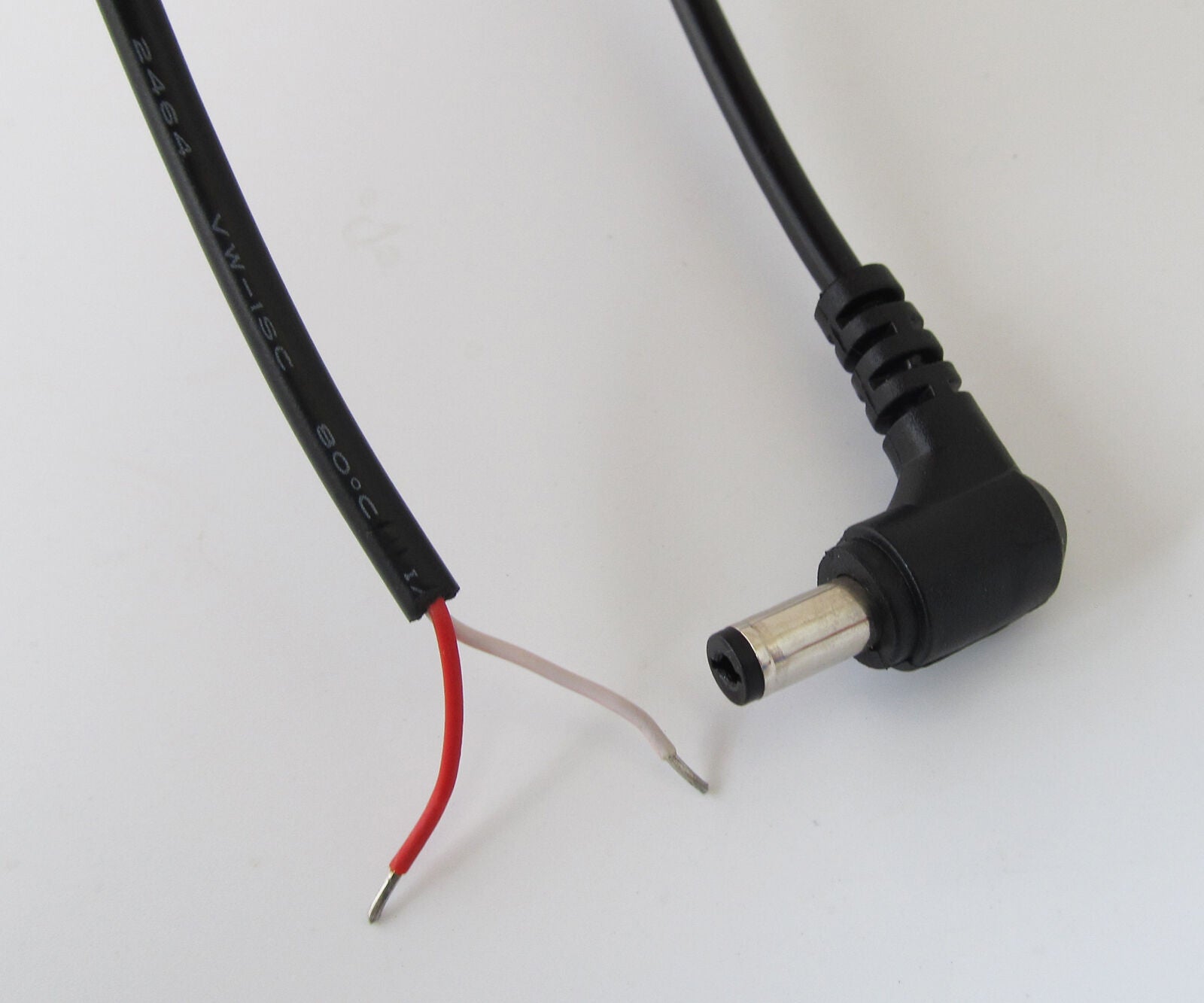 100pcs 30cm/1ft 5.5x2.1mm CCTV DC Power Plug Right Angle 90D Single Cord Cable