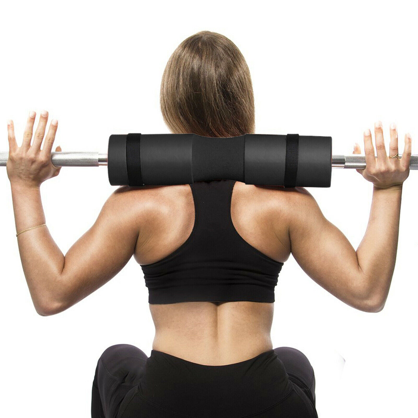 9x5'' Barbell Pad Standard Olympic Barbells Cushion with Safety Straps Foam -