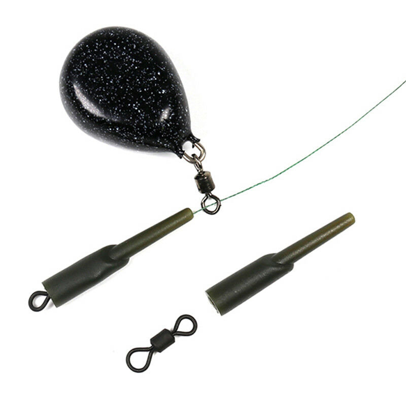 24x Carp Fishing Run Rig Rubber Sleeve+Swivels Lead Stopper Covert SafeSystem Xz