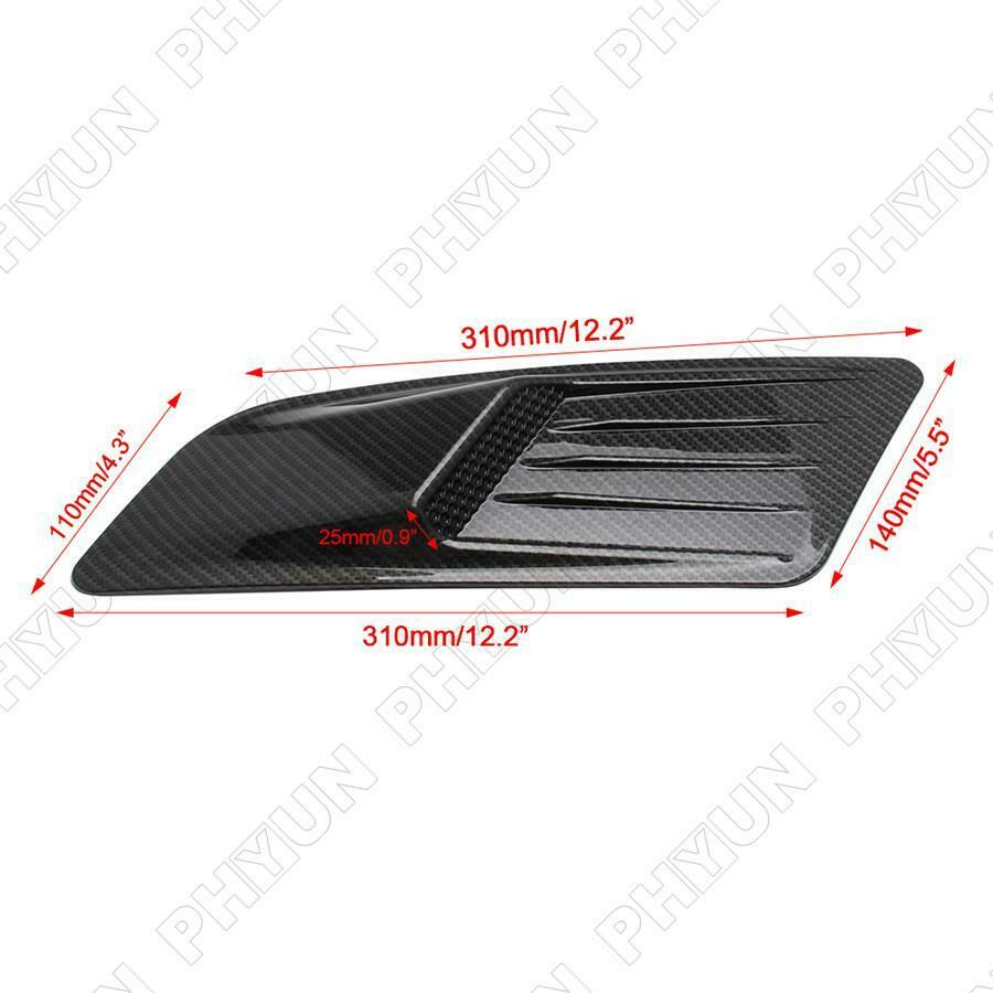 2x Carbon Fiber Style Air Flow Intake Hood Vent Bonnet Covers Decorative Trim