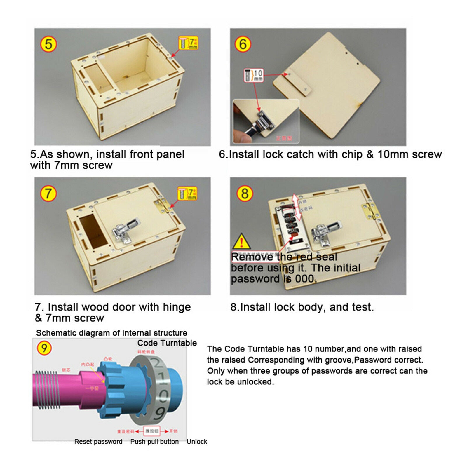 Wooden Mechanical Lock Box Toys Learning Preschool Training Engineering