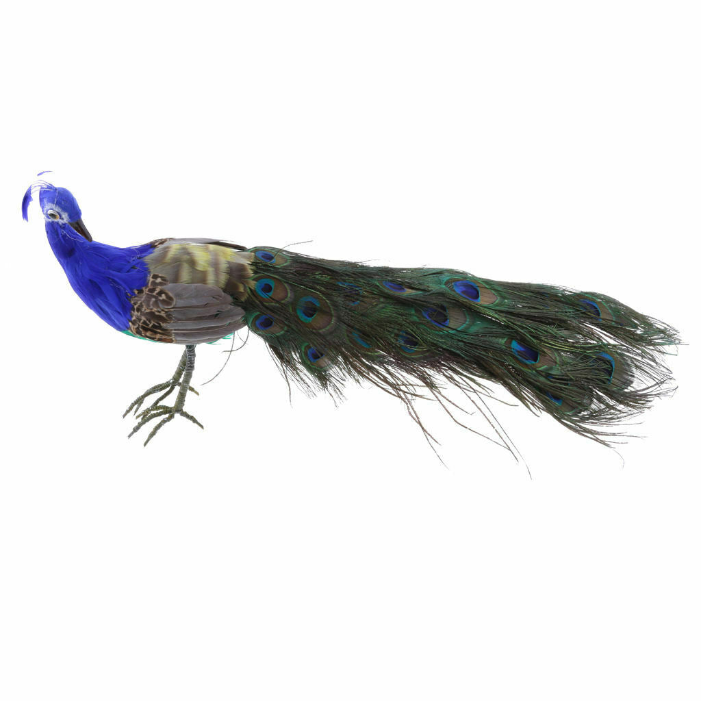 Simulation Lifelike Artificial Feather Peacock Birds Garden Decor Ornaments