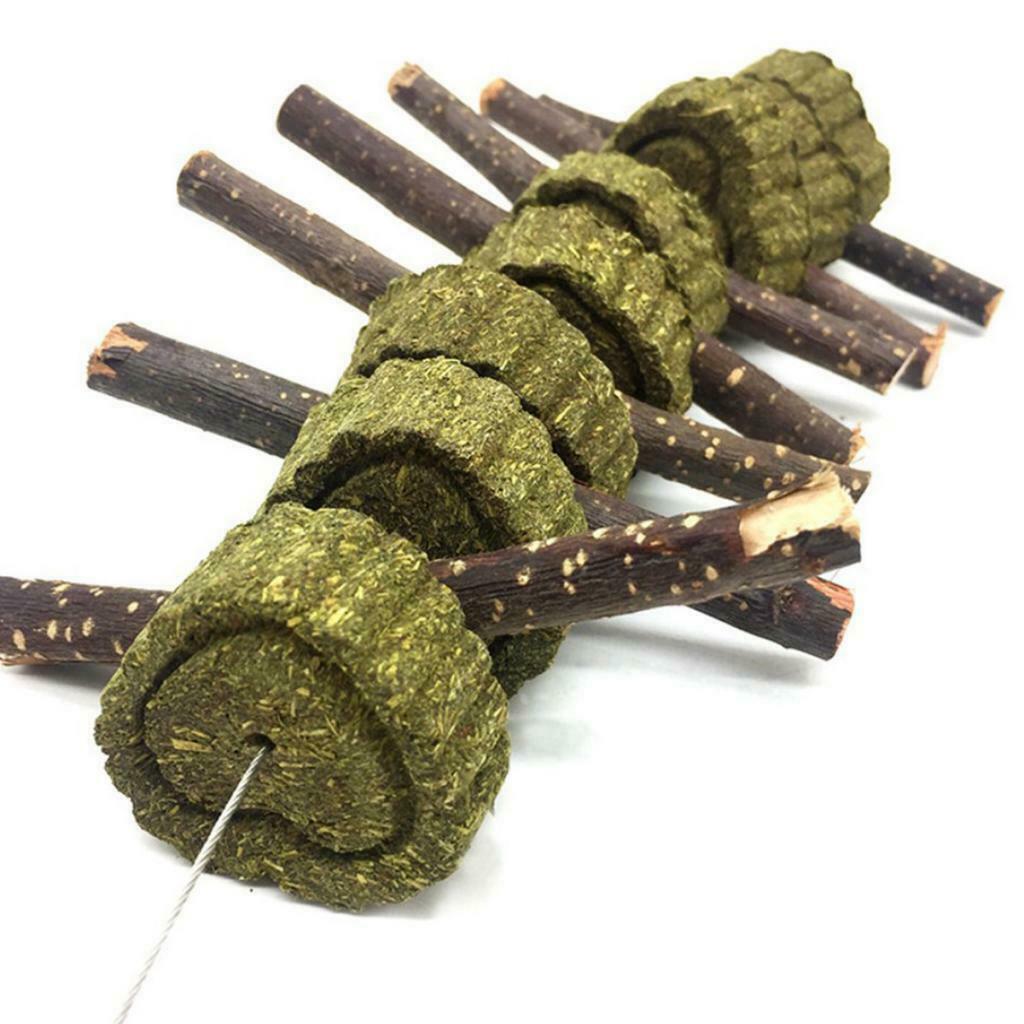 Wood Molar Sticks W/Grass Cake Pet Chinchilla