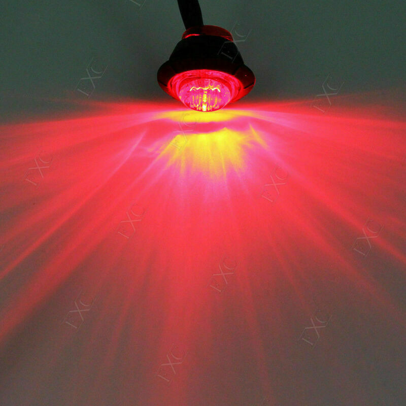 10x Red 3/4" Marker Lights Round 3 LED Truck Trailer RV Clearance Indicator 12V