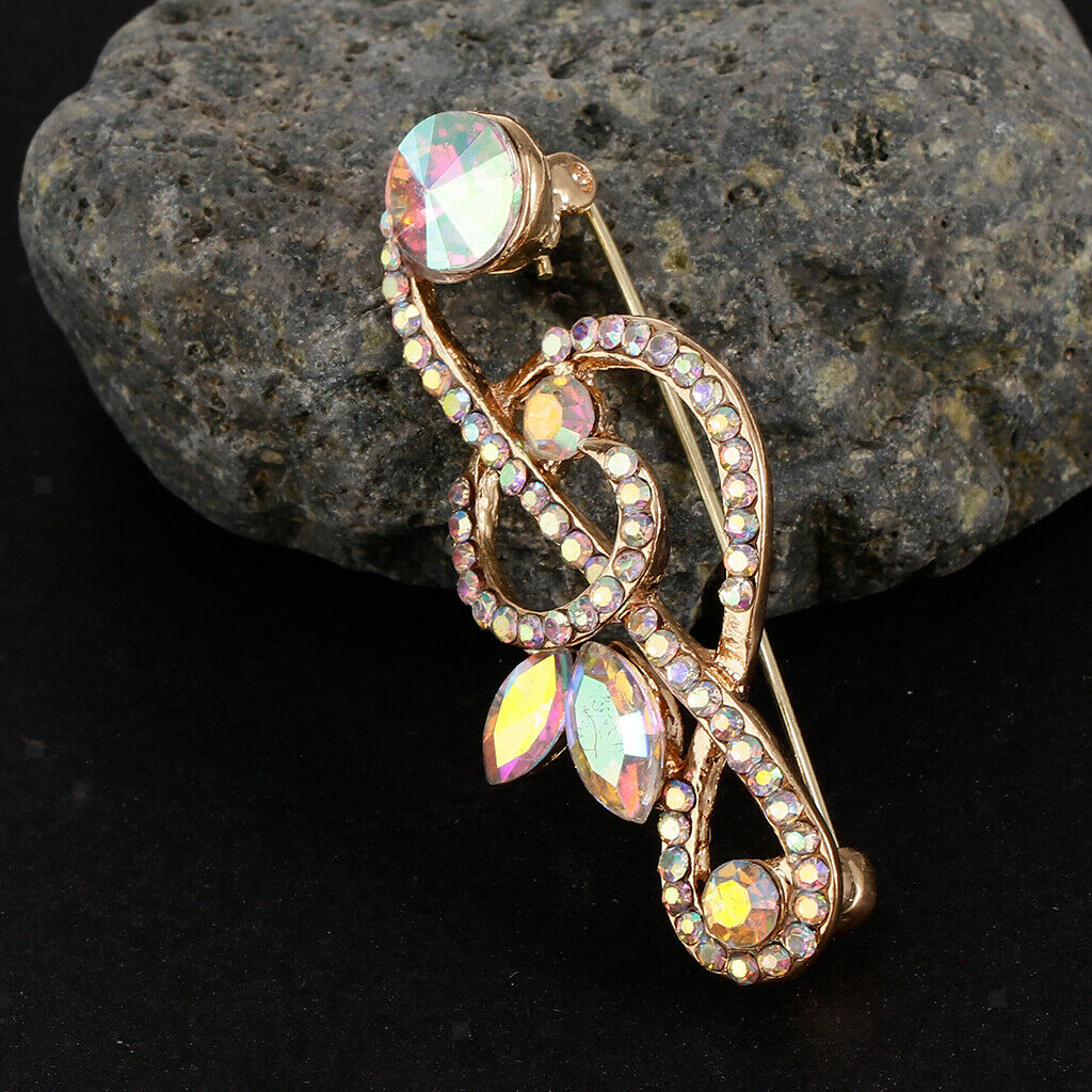 2pcs Crystal Rhinestones Brooch Music Note Breastpin Hat Pin For Men Women