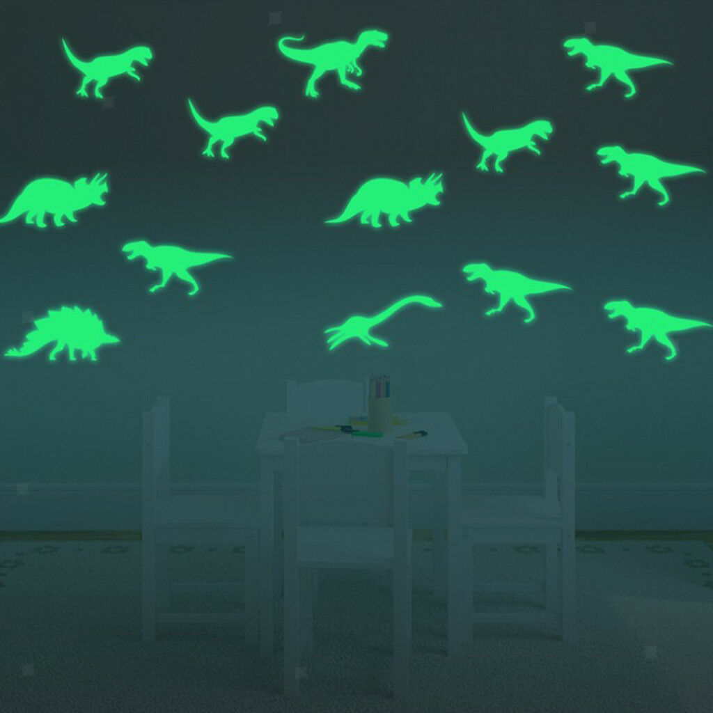 9 Pieces Dinosaur Glow In The Dark Ceiling Wall Art Fun Luminous Stickers