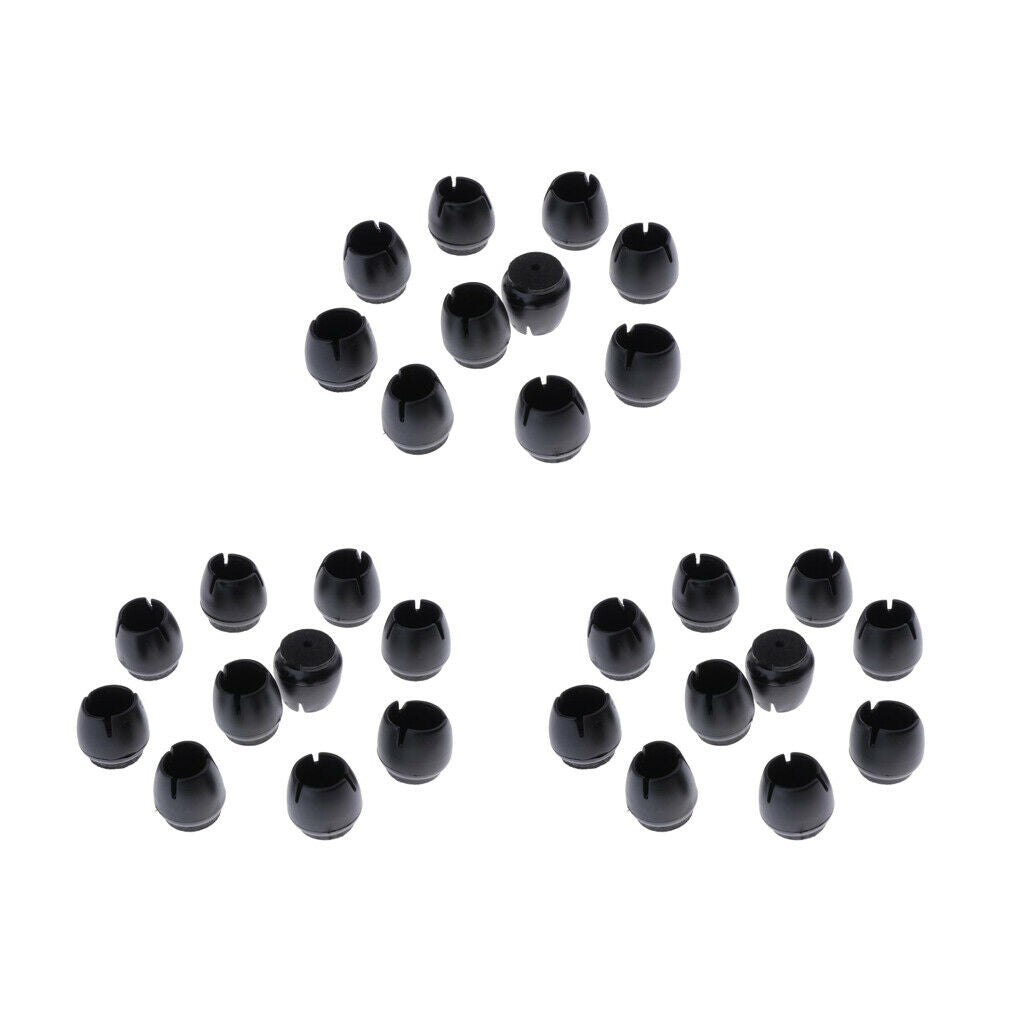 30pcs No-slip Chair Leg Caps Round Wood Furniture Floor Protectors Black