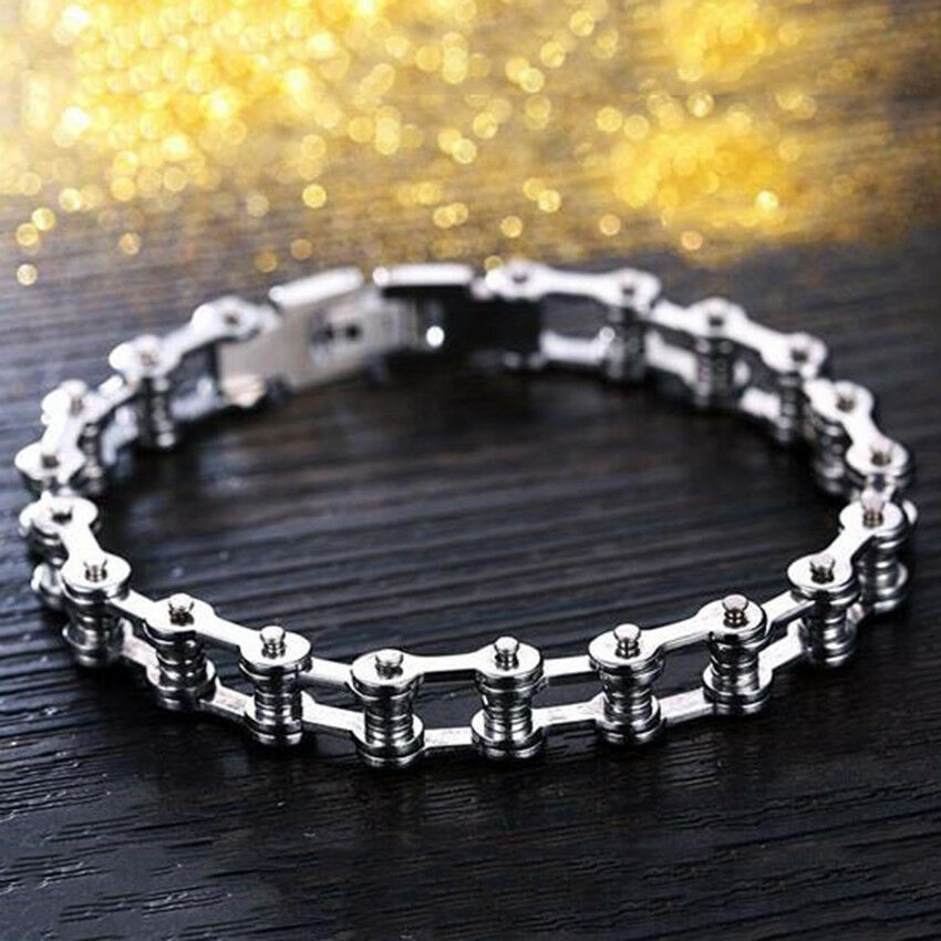Hot Punk Stainless Steel Bracelet Men Biker Bicycle Motorcycle Chain Bracelets
