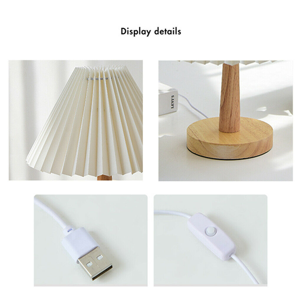 Retro USB Charger Fabric Shade Table Bedside Lamp 3 Modes Study Night Lights