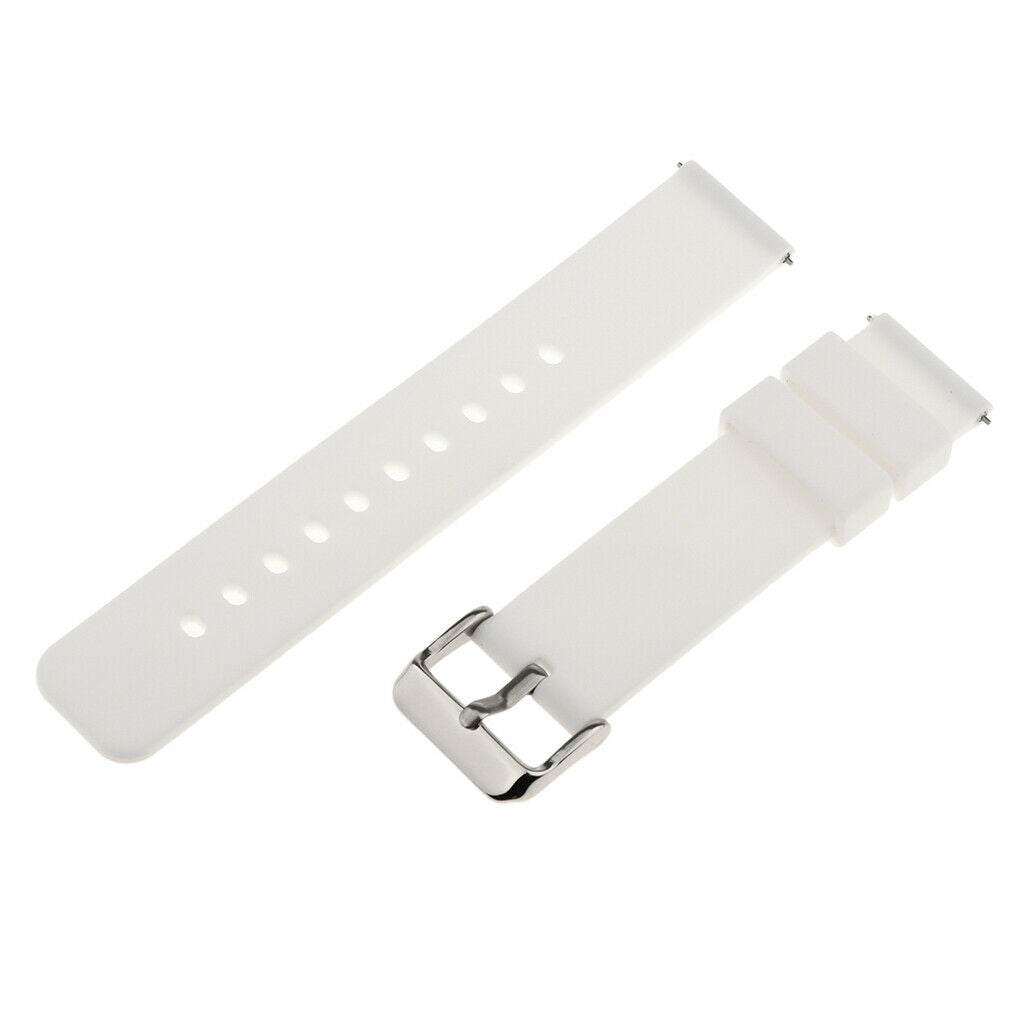20mm Silicone Waterproof Sports Watchband Strap Deployment Clasp White