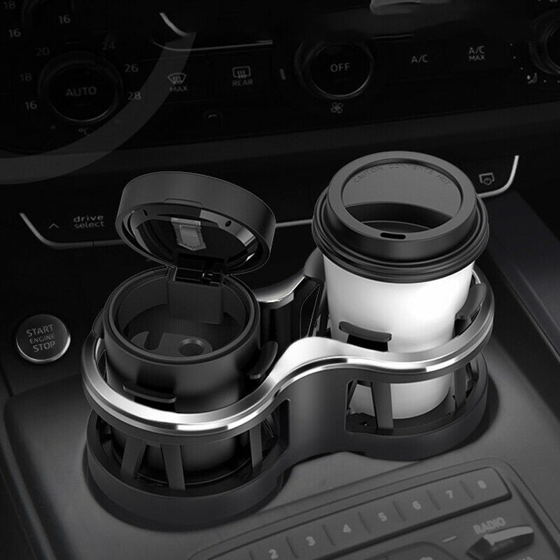 2 in 1 Car SUV Cup Holder Drinks Bottle Organizer Storage Box Adjustable 70mm ID