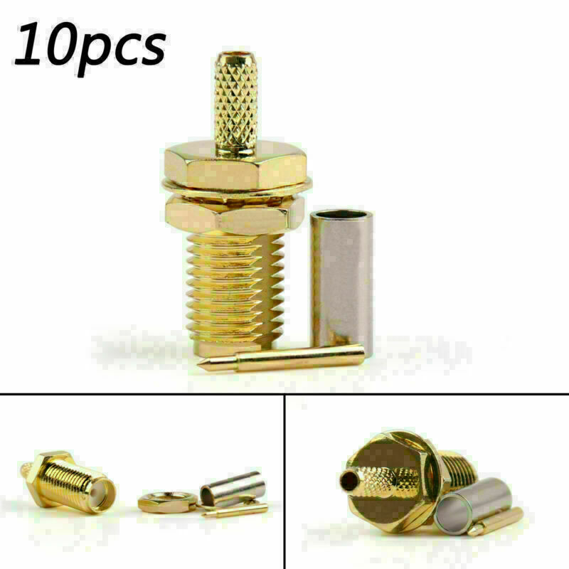 10Pcs Connector RP-SMA Female Jack Bulkhead Crimp RG174 RG316 LMR100 Cable CN
