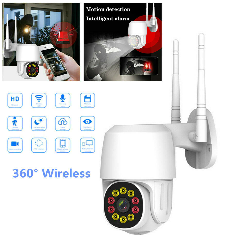 360Â° Wireless CMOS 1080P WiFi  Outdoor IP Camera Home Security IR Webcam w/Light