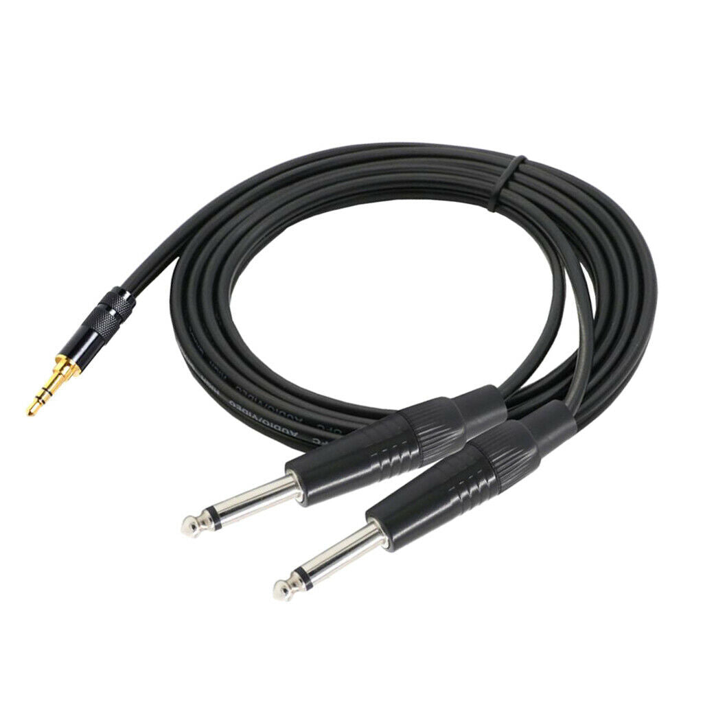 3.5mm 1/8" TRS to Dual 6.35mm 1/4" TS Mono Stereo Y-Cable Splitter  1x 1.5m