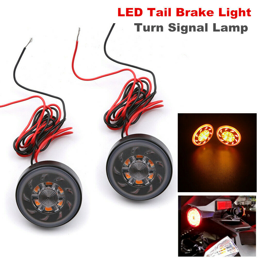 Motorcycle Scooter Round LED Brake Light Waterproof Tail Light Side Turn Signal