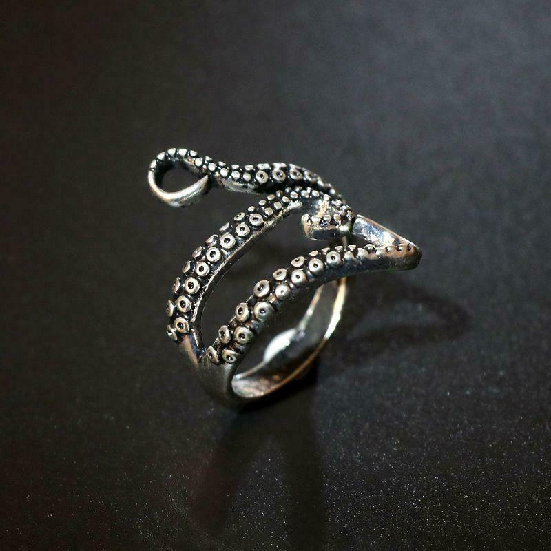 Titanium Steel Gothic Deep Sea Squid Octopus Ring Fashion Jewelry Adjustable
