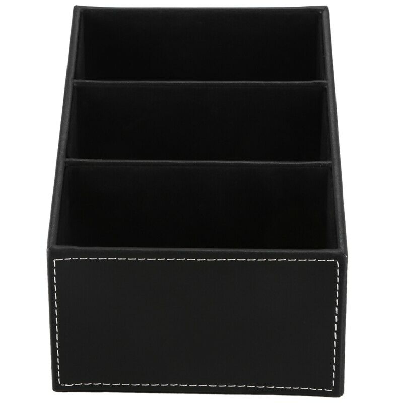 3 Cells Phone Remote Control Holder Pu Leather Storage Box Stationery Makeup CJ5
