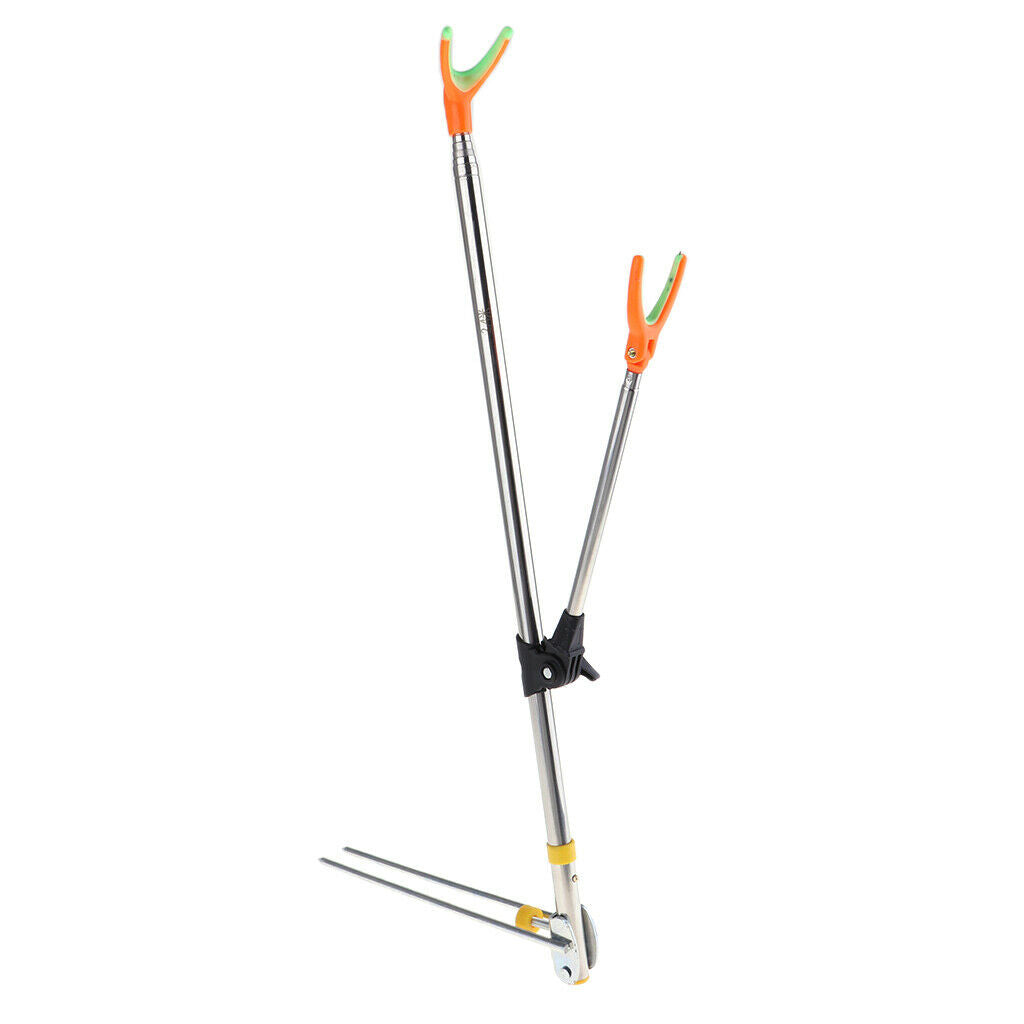 Stainless Steel Telescopic Fishing Rod Holder Rod Ground Support Stand 2.4m