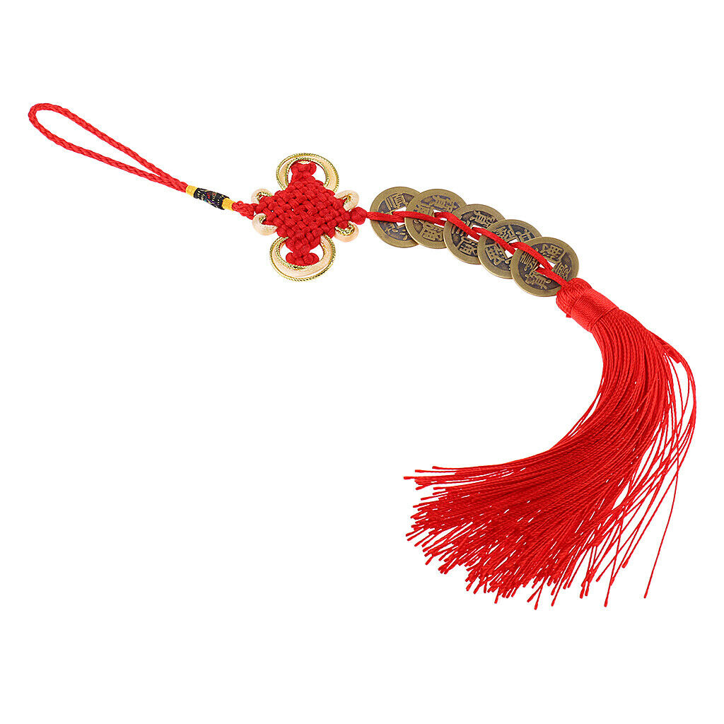 13 "Chinese Knot Tassel Feng Shui Coin Pendant Lucky Amulet Car
