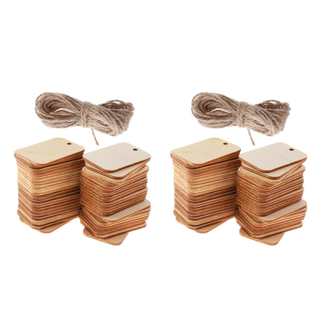 100Pcs Creative Wooden Pieces Tags Wedding Home Wood Plaque Embellishment