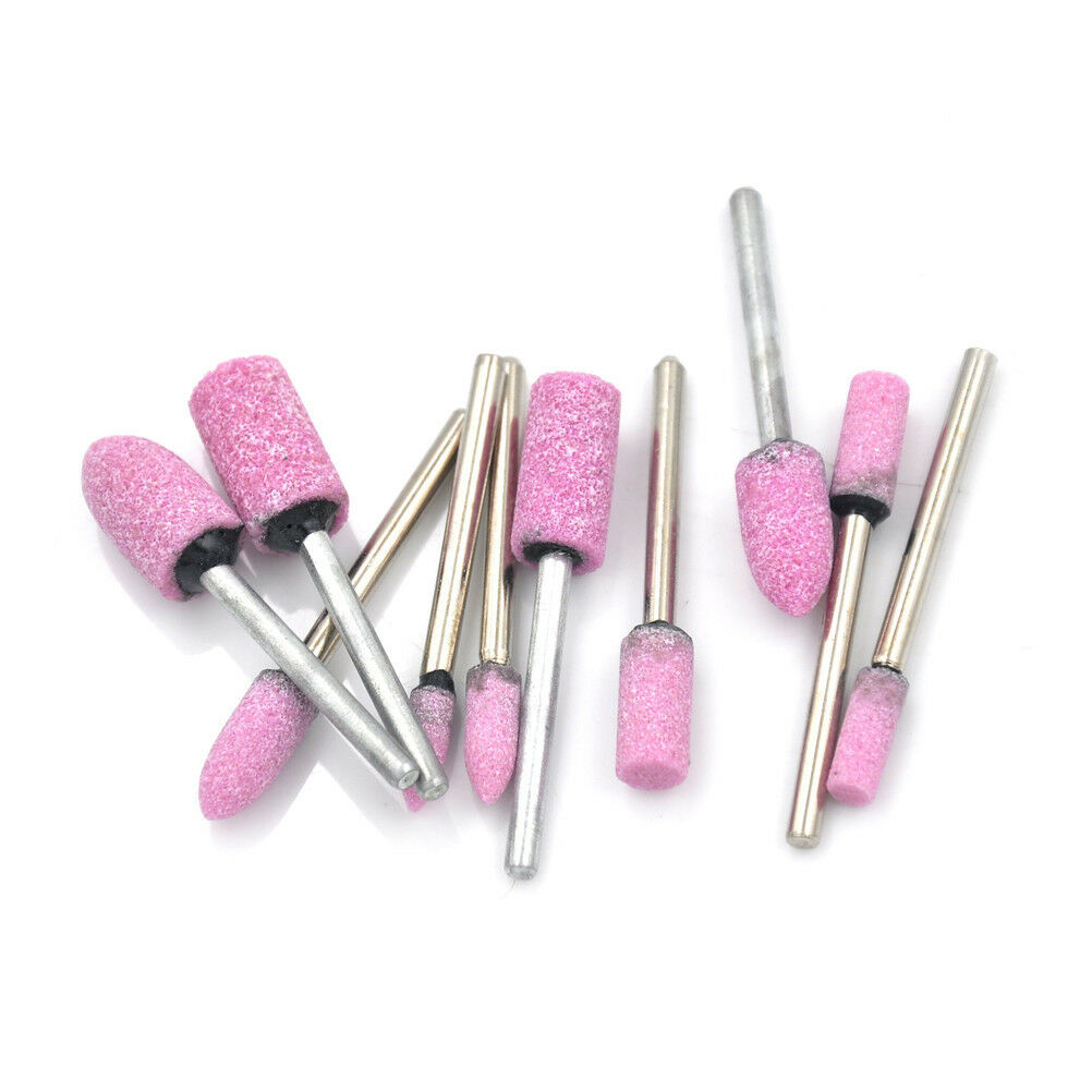10X Pink Abrasive Mounted Stone Rotary Tool Grinding Wheel N JfJC.l8