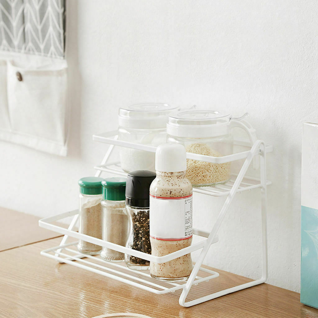 2-Tier Spice Rack Organizer Corner Rack Accessories Storage Rack for Office