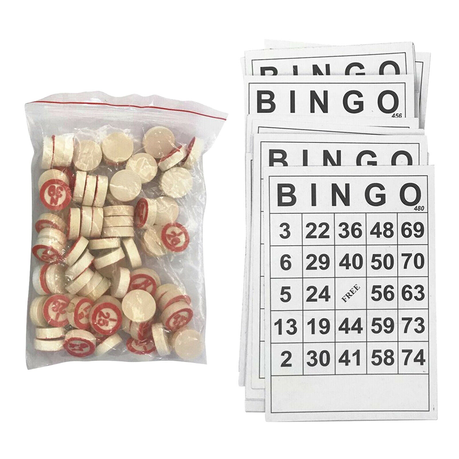 40 PCS Classic Russian BINGO Game Paper Cards 75 Numbers Chips for