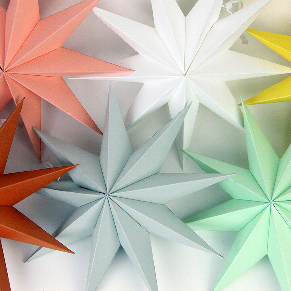 2x White Stars Paper Star for Christmas Party Holiday Home Hanging Decor